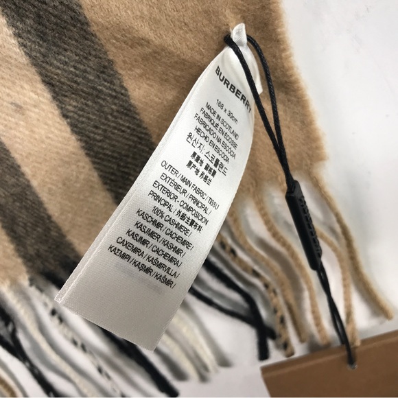 Burberry Check Cashmere Tassel Scarf, Size 66.1" x 11.8" - Archive Beige - Picture 7 of 13
